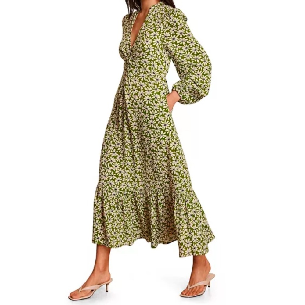 Mint Velvet Floral Midi Dress Womens 10 NEW Boho Tiered Cottagecore Party